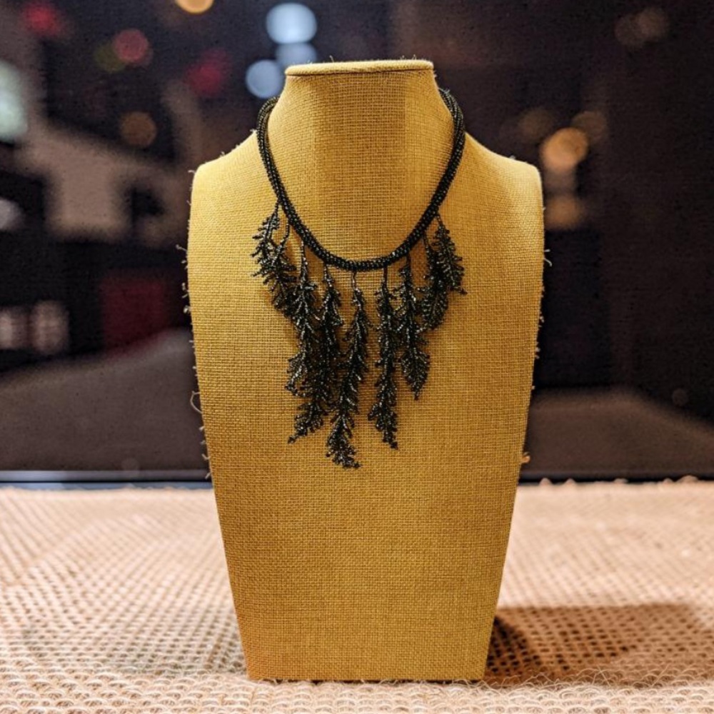 Elegant Black Beaded Necklace